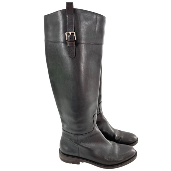 Banana Republic womens boots size 7 chocolate brown leather riding knee high - Picture 1 of 16